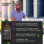 B-Bomb Triple B12 Spray 5000 mcg - Metilcobalamina, Adenosilcobalamina, Hidroxocobalamina - Sabor Orgánico Ciruela Canela