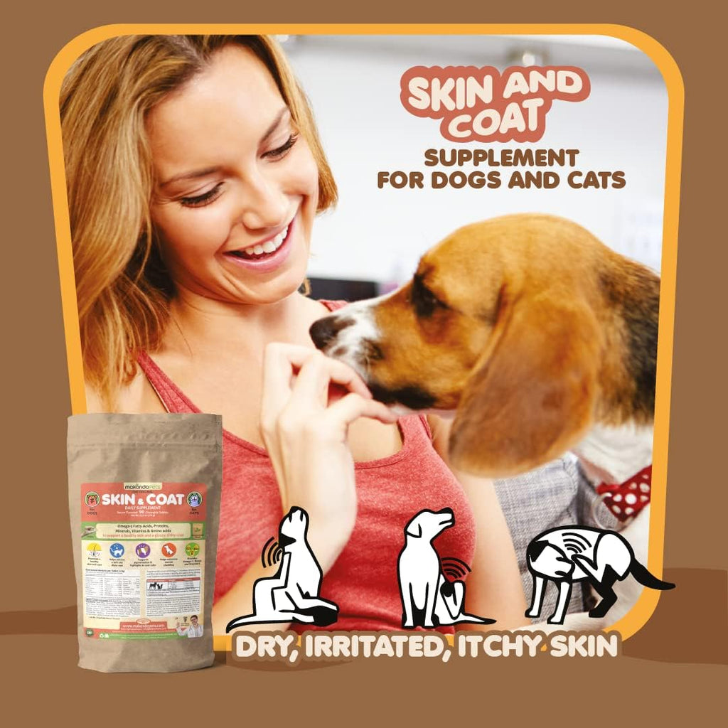 Skin and Coat Supplement con Aceite de Pescado y Omega 3 para Perros y Gatos - 90 Tabletas
