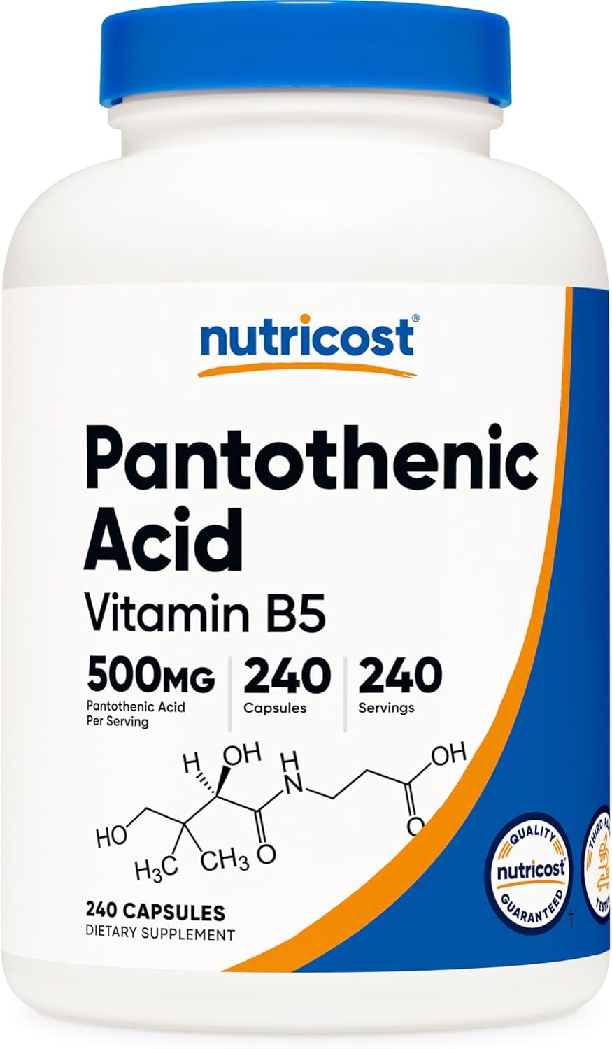 Nutricost Ácido Pantoténico (Vitamina B5) 500 mg, 240 Cápsulas (Envase de 2)