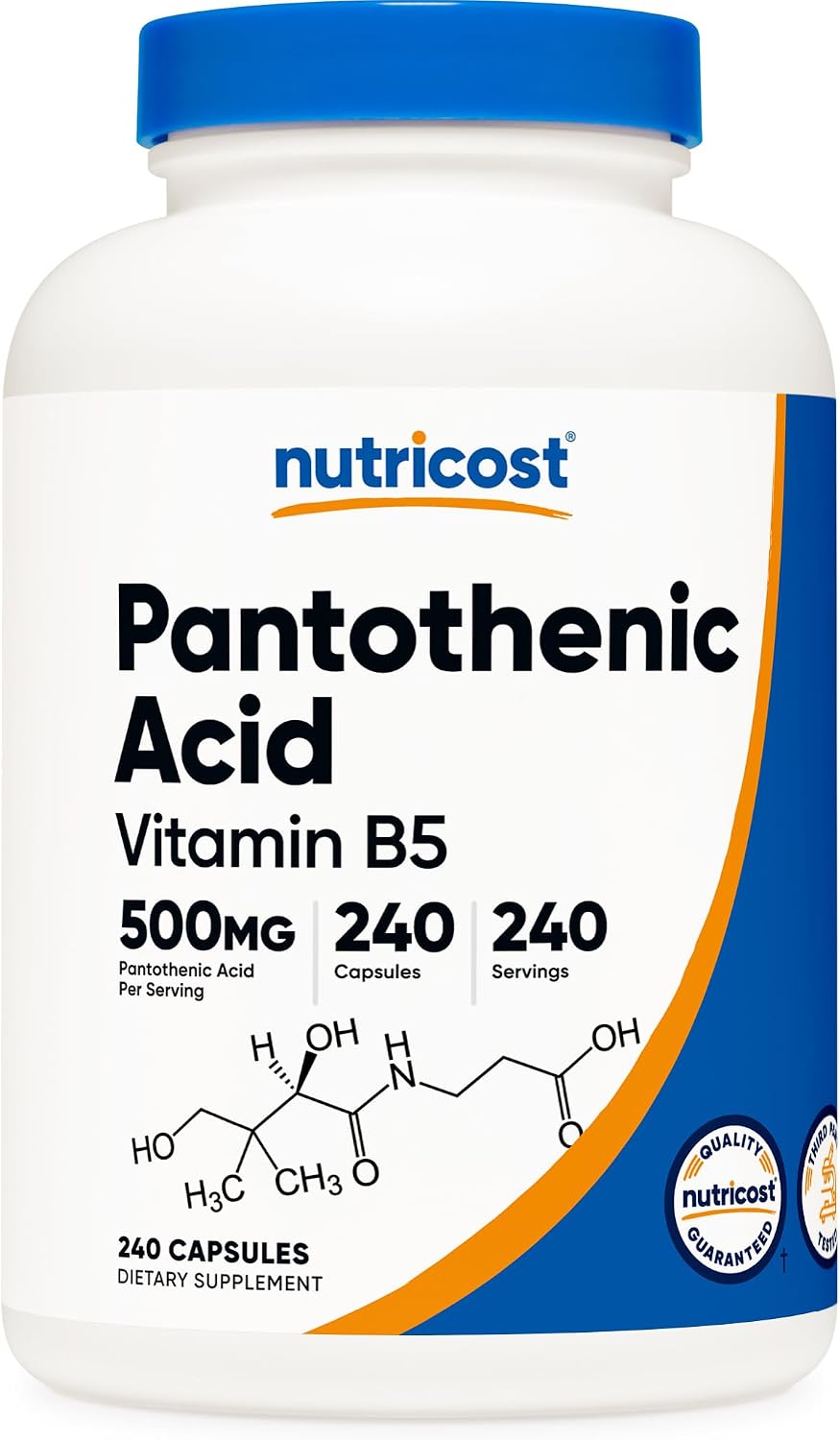 Nutricost Pantothenic Acid (Vitamin B5) 500 mg, 240 Capsules