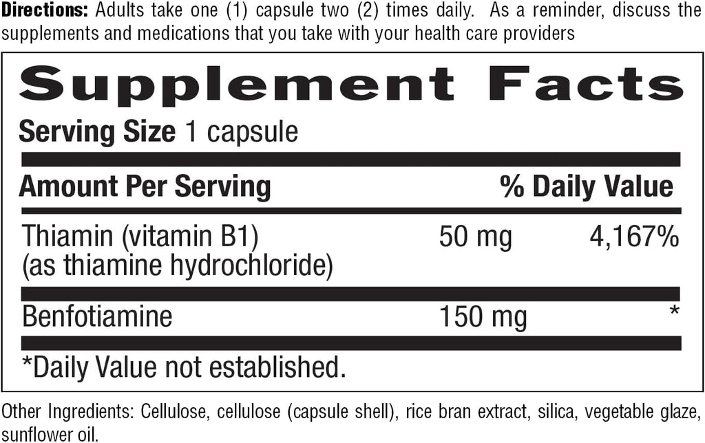 Country Life Benfotiamine with Thiamine, Nerve Health Support, 150mg, 60 Vegetarian Capsules, Certified Gluten-Free, Vegan