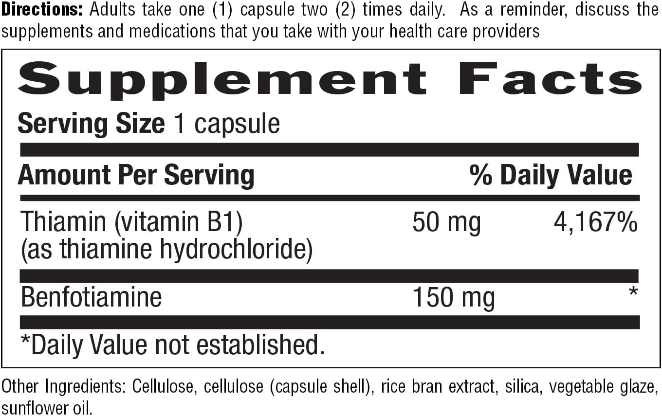 Country Life Benfotiamine with Thiamine, Nerve Health Support, 150mg, 60 Vegetarian Capsules, Certified Gluten-Free, Vegan