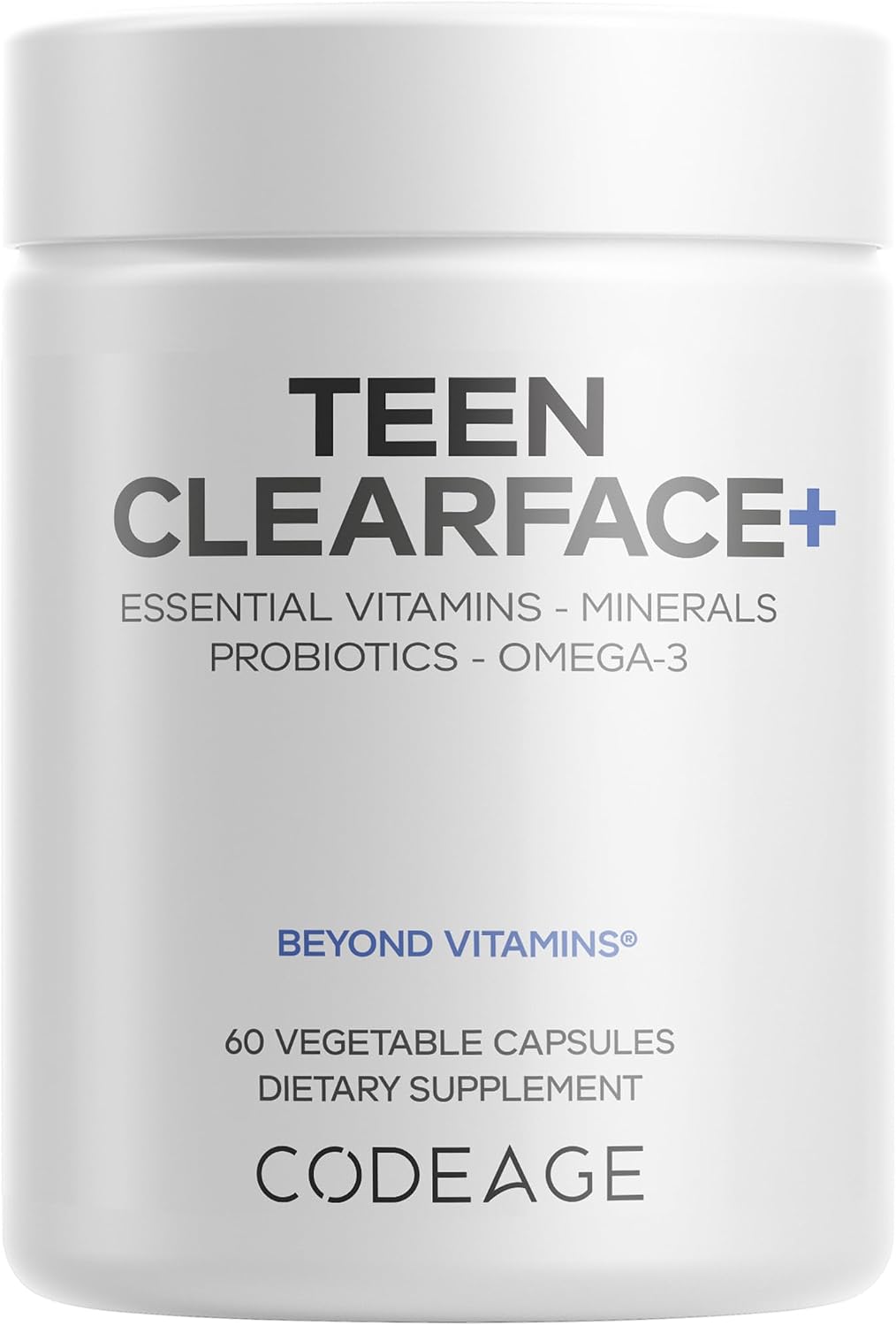Codeage Teen Clearface - Suplemento para la piel de adolescentes con vitaminas, zinc, probióticos y omega-3 (2 unidades)