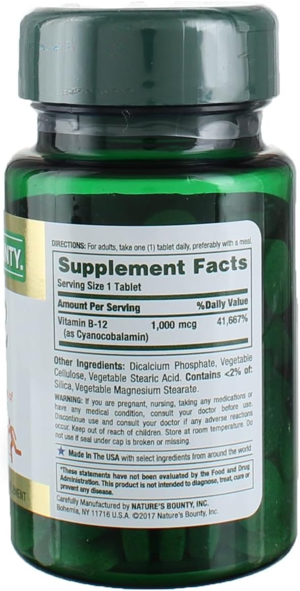 Nature's Bounty Vitamina B12 1000 mcg Comprimidos, 100 Comprimidos por Envase (Pack de 9)