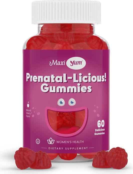 Maxi Health Gomitas Prenatales Orgánicas para Mujeres - Sabor Cereza, 60 Unidades