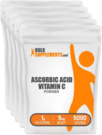 BulkSupplements.com Polvo de Ácido Ascórbico - Suplemento de Vitamina C, Apoyo Inmunológico - Ácido Ascórbico de Grado Alimentario, Sin Gluten, 1 g por Porción, 1 kg (2,2 lb) (Paquete de 1)