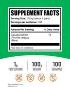 Extracto de Corteza de Catuaba en Polvo - Suplemento Herbal Vegano y Sin Gluten, 100 g