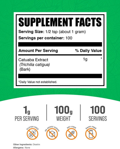 Extracto de Corteza de Catuaba en Polvo - Suplemento Herbal Vegano y Sin Gluten, 100 g – Image 2