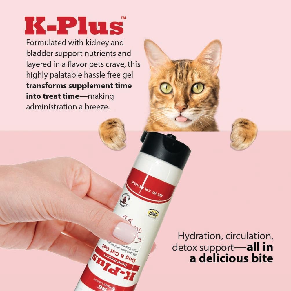 K-Plus Potasio Gluconato Renal Gel Plus Arándano y EPA para Perros y Gatos - 3 Pack