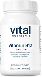 Vital Nutrients Vitamina B12 1000mcg - Metilcobalamina Vegano - 100 Cápsulas