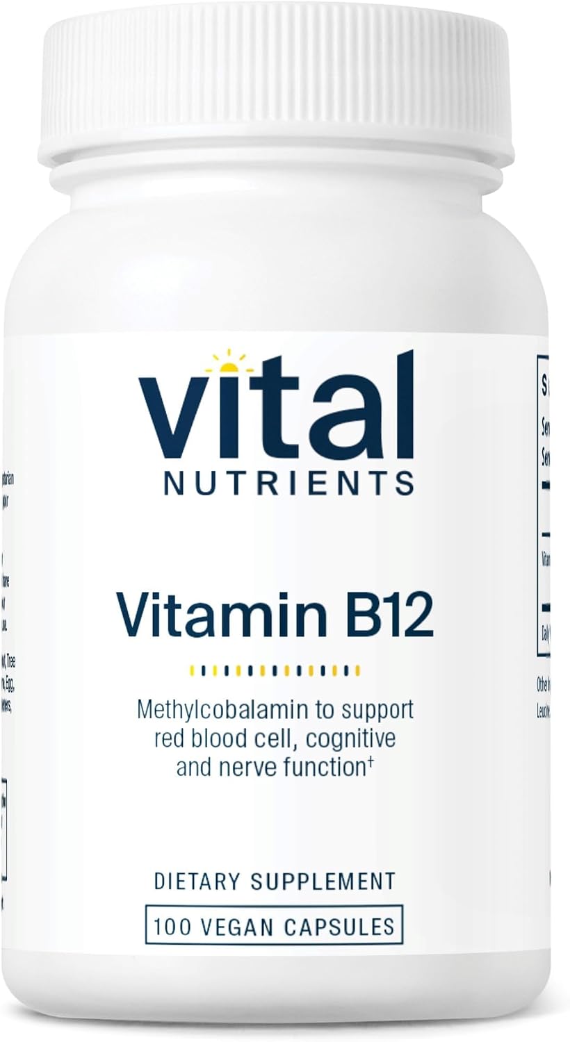 Vital Nutrients Vitamina B12 1000mcg - Metilcobalamina Vegano - 100 Cápsulas