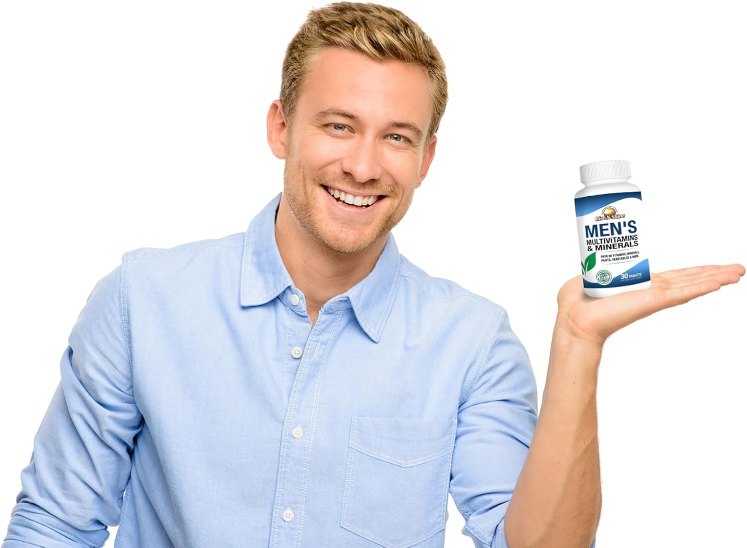 Rise-N-Shine Multivitamínico para Hombres con Zinc, Selenio, Calcio, Magnesio y más - 30 Comprimidos