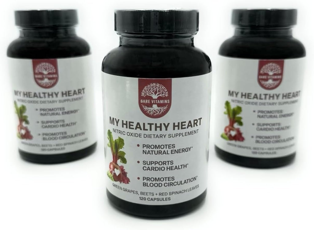 BARE VITAMINS My Healthy Heart, Suplemento de Óxido Nítrico, 120 Cápsulas