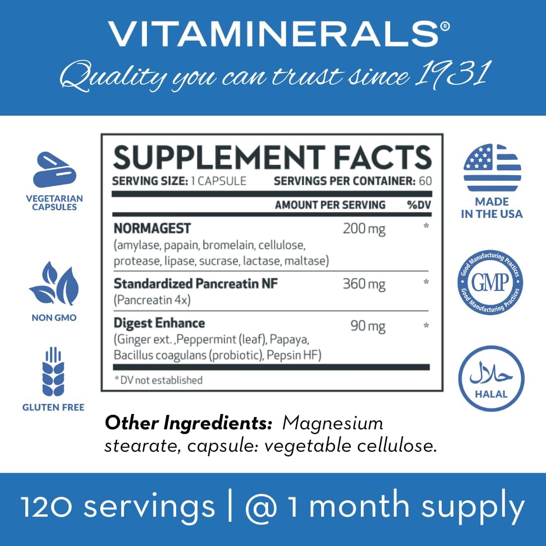 Vitaminerals 61 Normagest - Fórmula Digestiva, 60 Cápsulas Vegetales