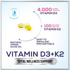Hello Lovely! Vitamina D3 con K2 (MK-7) - 4000 IU (100 mcg) por porción - 120 Cápsulas Blandas