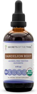 Secrets of the Tribe Diente de León Raíz USDA Orgánico - Extracto Sin Alcohol, Gotas Herbales de Alta Potencia (60 ml)