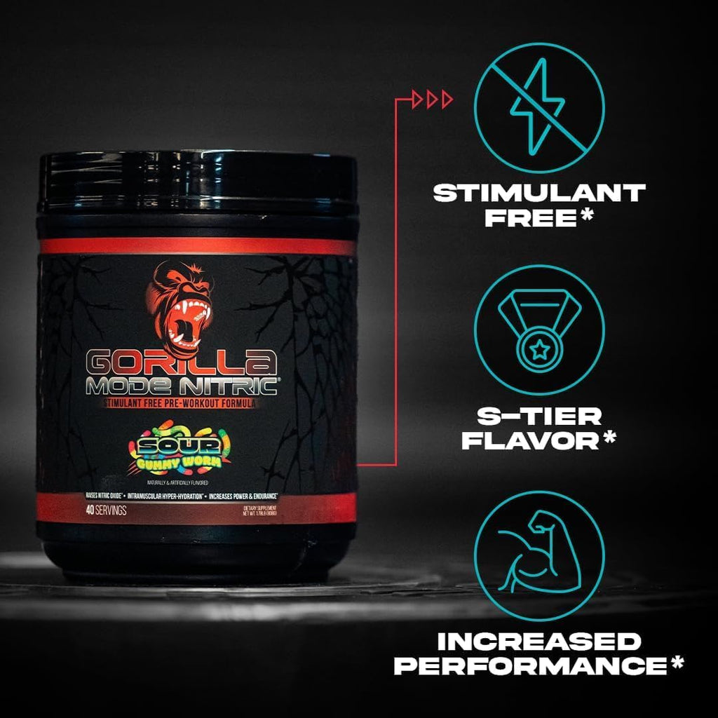 Gorilla Mode Nitric – Pre-Entreno Sin Estimulantes (784g, Tiger's Blood)