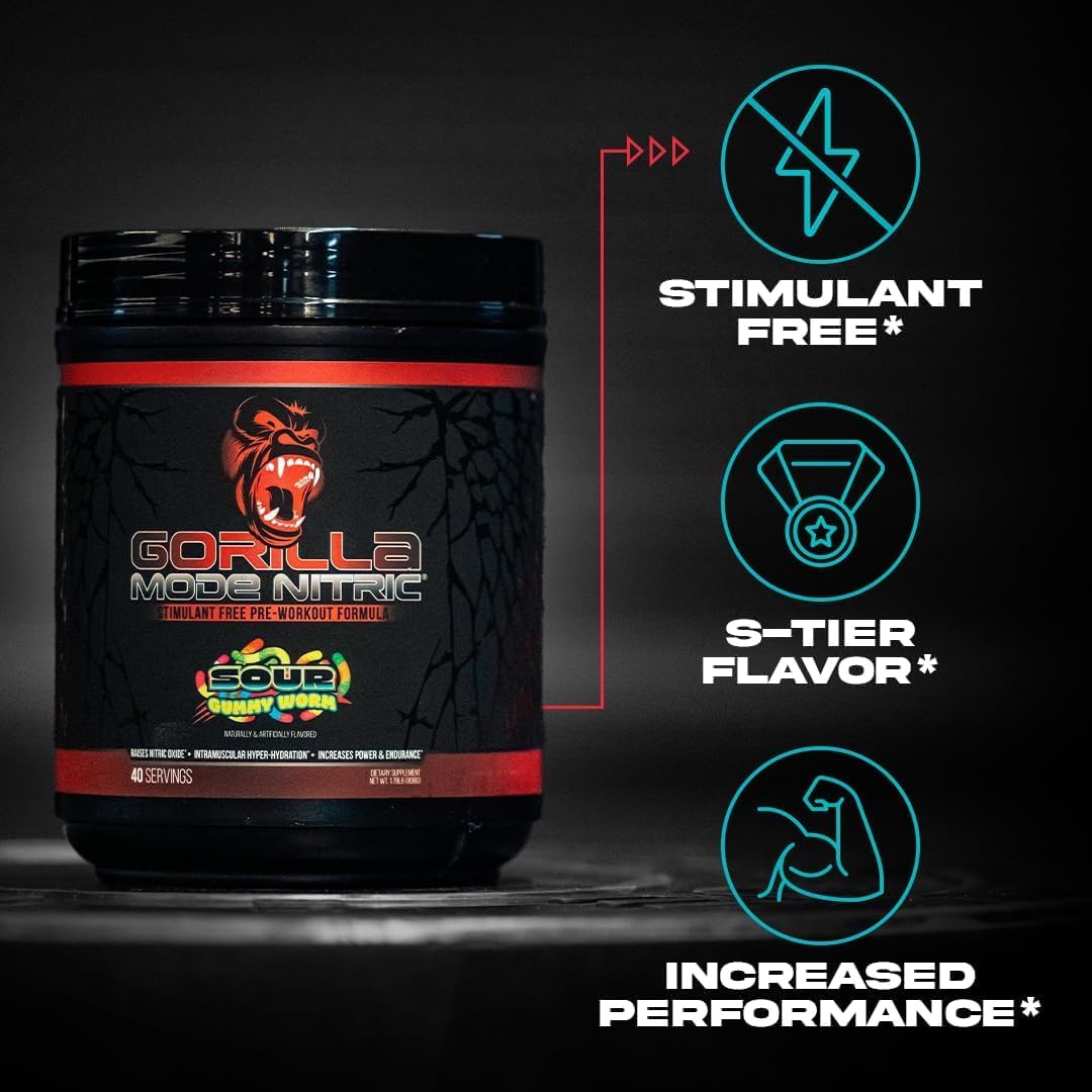 Gorilla Mode Nitric – Pre-Entreno Sin Estimulantes (784g, Tiger's Blood)