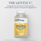 Solaray Buffered Vitamin C 500mg - with Bioflavonoids, Rose Hips and Acerola - 250 Vegan Capsules