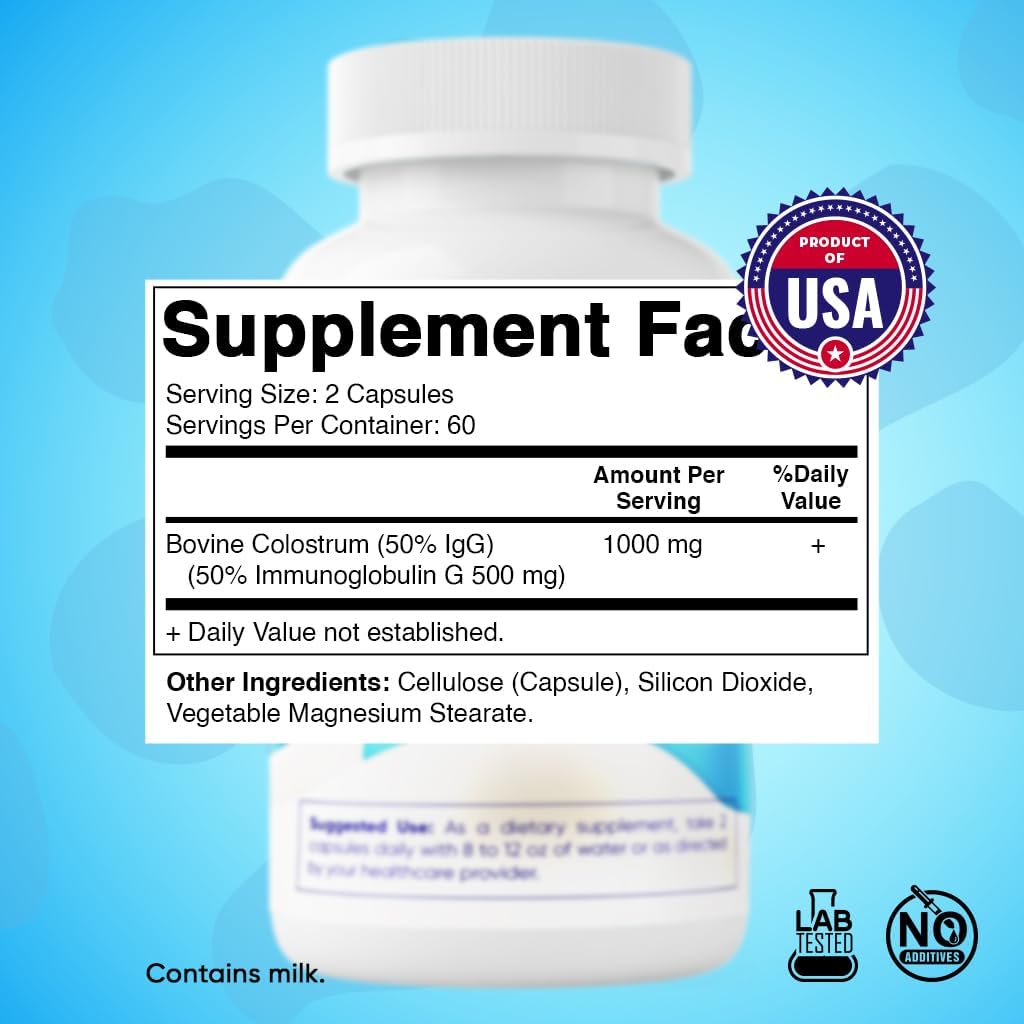 Vitamatic Calostro Bovino 1000 mg - 50% IgG - 120 Cápsulas