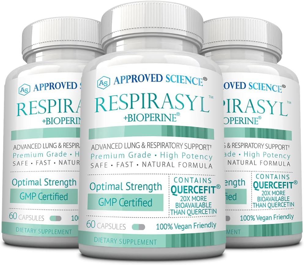 Approved Science® Respirasyl - Apoyo Respiratorio con Quercefit, Vitaminas A, C, D y BioPerine - 3 Meses de Suministro