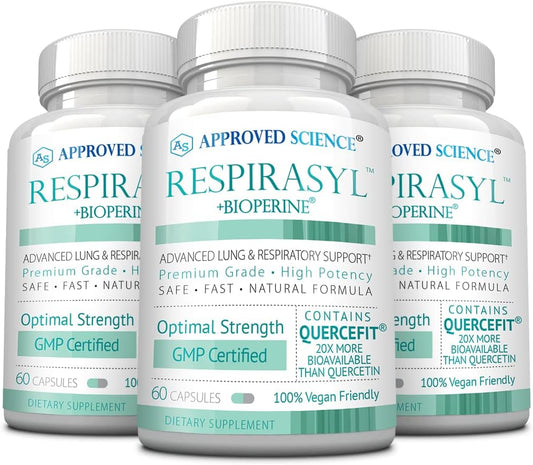 Approved Science® Respirasyl - Apoyo Respiratorio con Quercefit, Vitaminas A, C, D y BioPerine - 3 Meses de Suministro