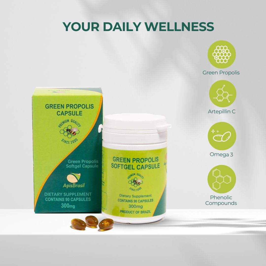 ApisBrasil Propóleo Verde Brasileño - 900 mg diarios - 90 Cápsulas blandas