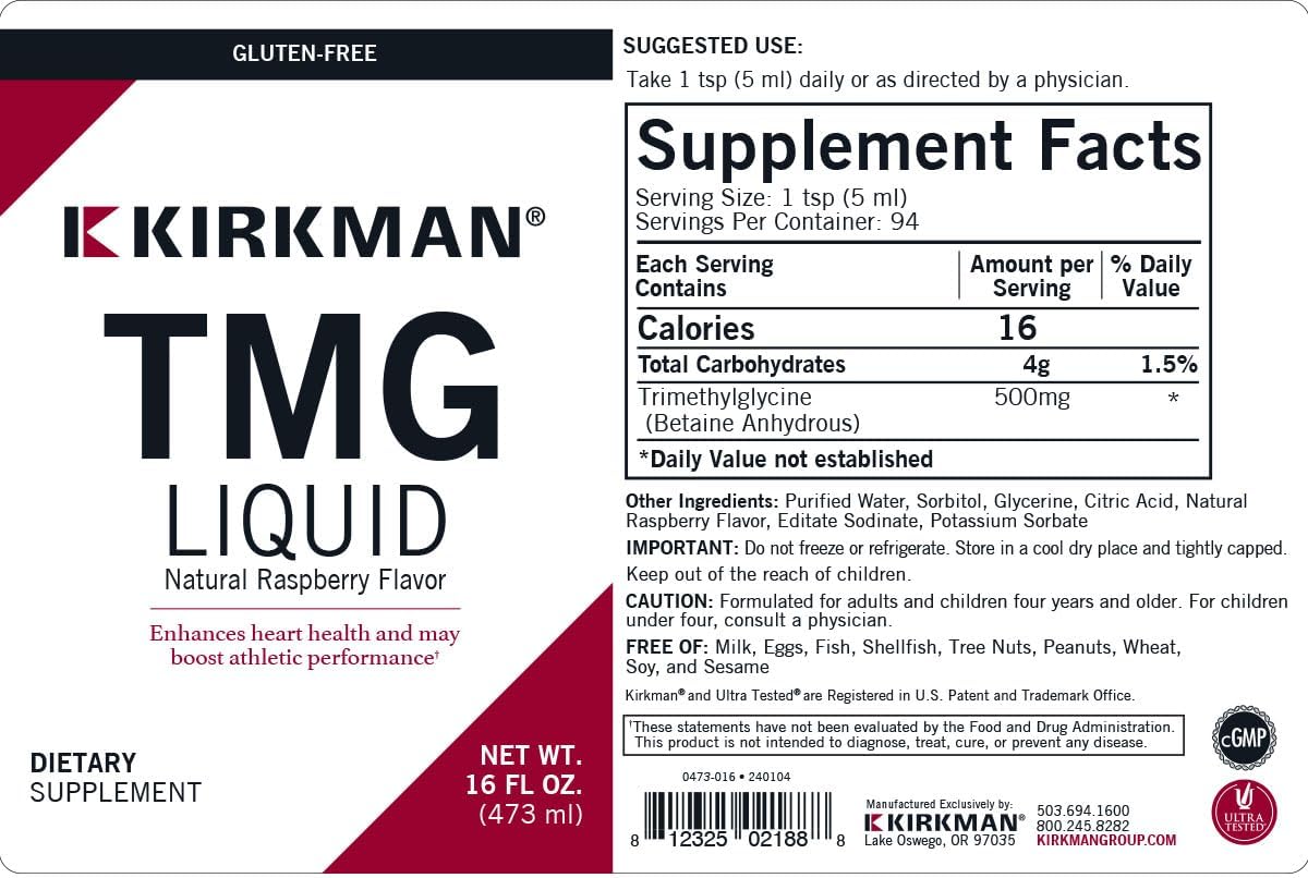 Kirkman TMG (Trimetilglicina) Líquido, 473 ml