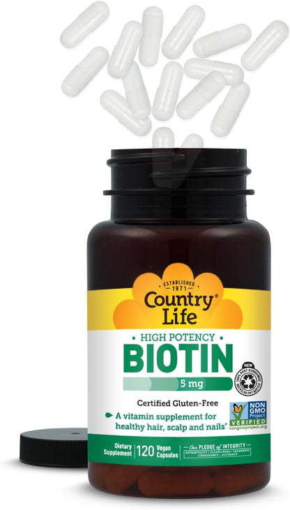 Country Life Biotin High Potency 5 mg - 120 – Contribuye al funcionamiento normal del sistema nervioso. – Image 7