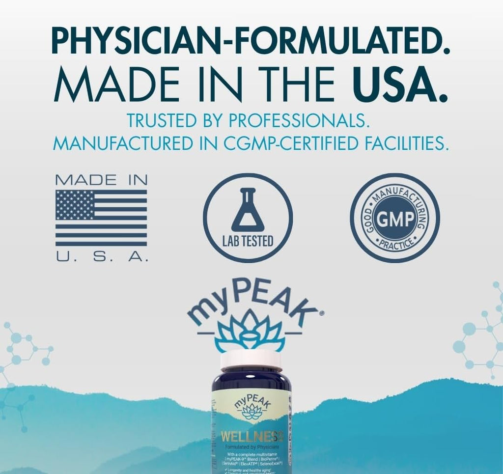 myPEAK Wellness Multivitamínico Vegano Todo-en-Uno con ElevATP, Astaxantina y Resveratrol