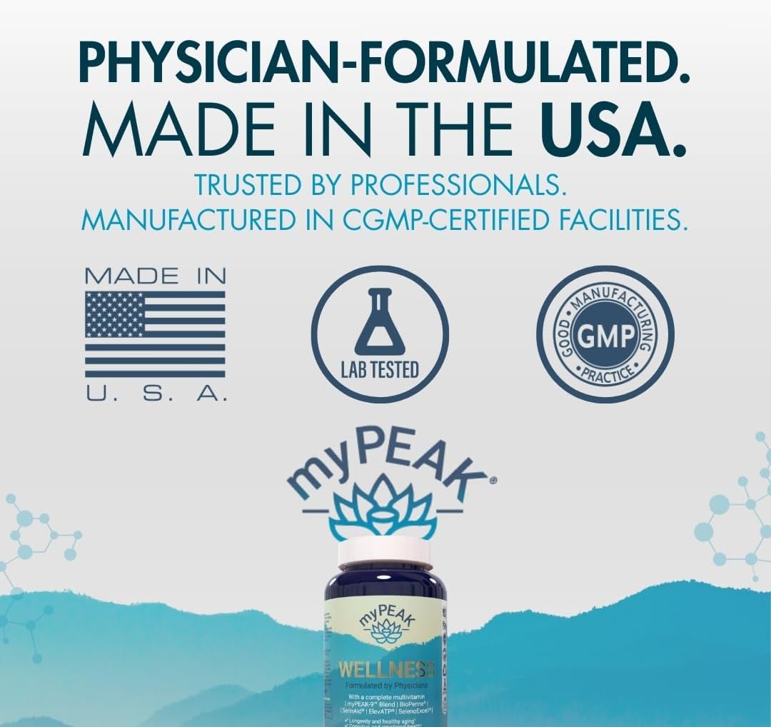 myPEAK Wellness Multivitamínico Vegano Todo-en-Uno con ElevATP, Astaxantina y Resveratrol