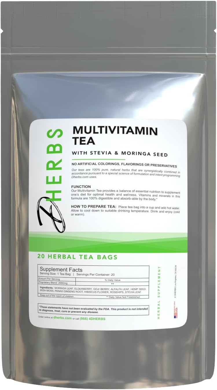 Dherbs Té Multivitamínico de Hierbas con Saúco para Hombres y Mujeres (20 Bolsitas)
