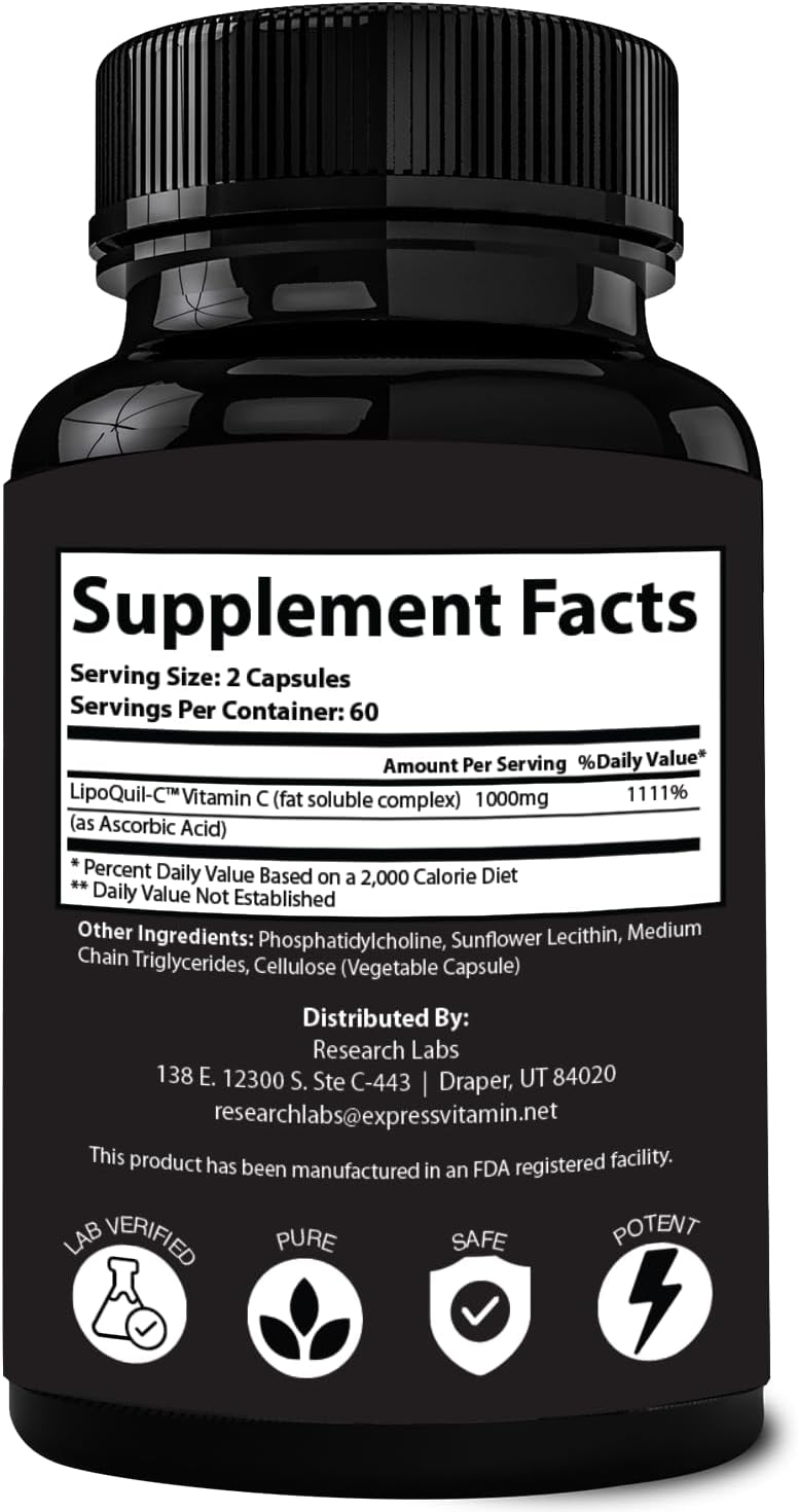Research Labs LipoQuil-C™ Vitamina C Liposomal 1000mg – 120 Cápsulas