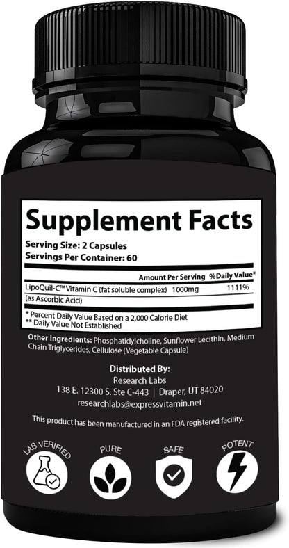 Research Labs LipoQuil-C™ Vitamina C – El funcionamiento normal del sistema inmunitario – Image 8