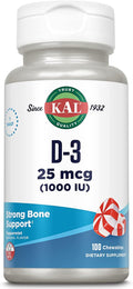 KAL Vitamina D3 1000 IU (25 mcg) Comprimibles Sabor Menta Natural