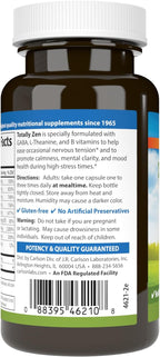Carlson Totally Zen: GABA, L-Theanina y Vitaminas B, 60 Cápsulas