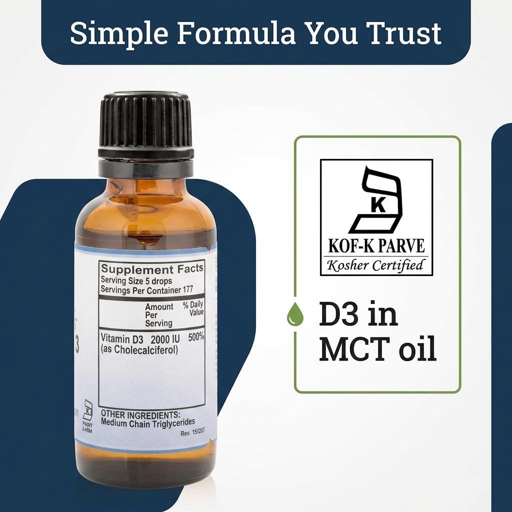 Pure Mountain Botanicals Gotas de Vitamina D3 2000 UI - Suplemento Líquido de Colecalciferol
