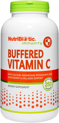 NutriBiotic Buffered Vitamin C 500 mg, 250 Capsules - Pharmaceutical Grade with Minerals