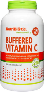 NutriBiotic Buffered Vitamin C 500 mg, 250 Capsules - Pharmaceutical Grade with Minerals