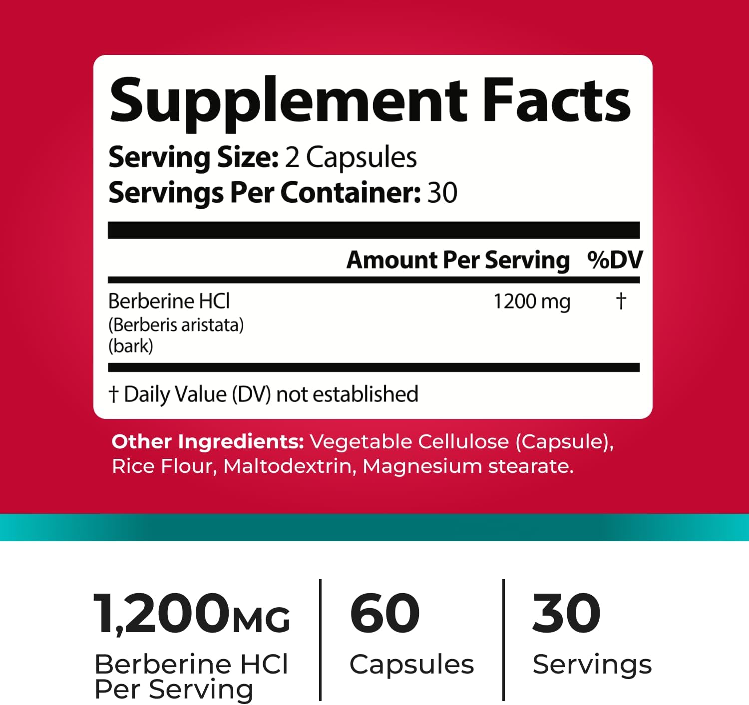 PristineRoot Berberina 1200mg – Suplemento Orgánico de Berberina – 60 Cápsulas