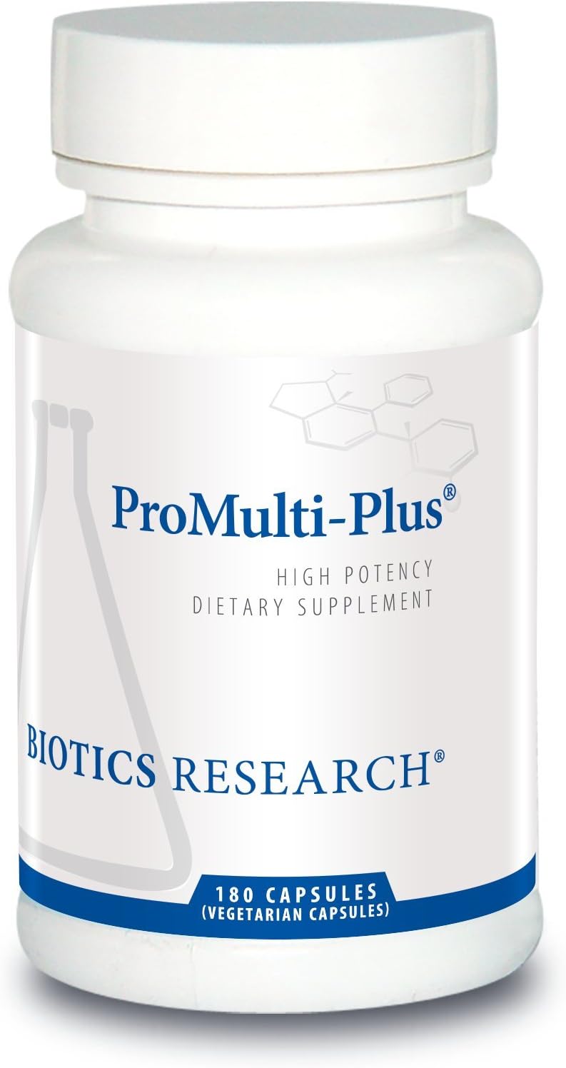 BIOTICS RESEARCH Pro Multi Plus - Multivitamínico Diario de Alta Potencia con Vitaminas B Activas, Folato, D3, K1, Minerales y BioPerine, 180 Cápsulas