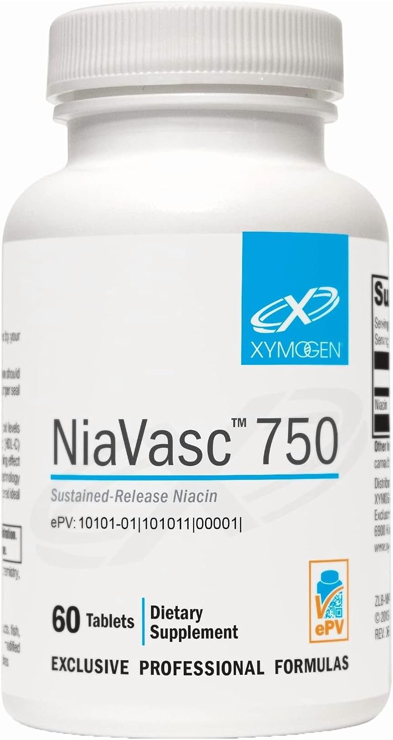 XYMOGEN NiaVasc - Niacina de Liberación Sostenida 750 mg - 120 Cápsulas
