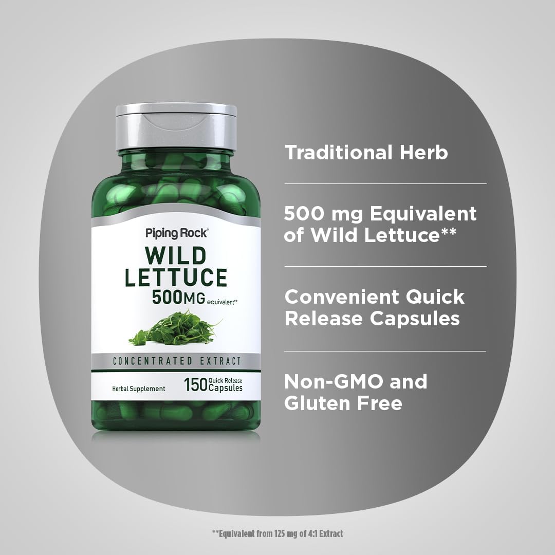 Extracto de Lechuga Silvestre de Piping Rock | 150 Cápsulas | Suplemento Herbal Concentrado