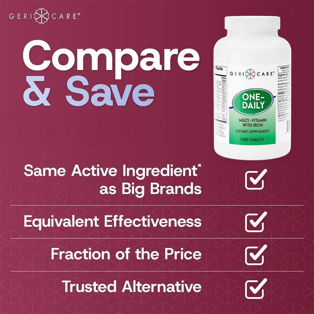 GeriCare One-Daily Multivitamínico con Hierro - 1000 Comprimidos
