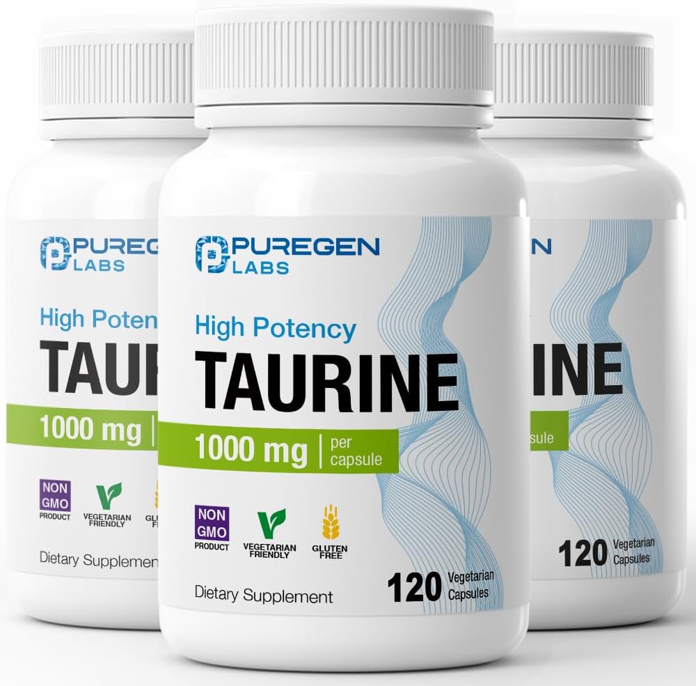 Puregen Labs Taurina 1000 mg - 120 Cápsulas Veganas