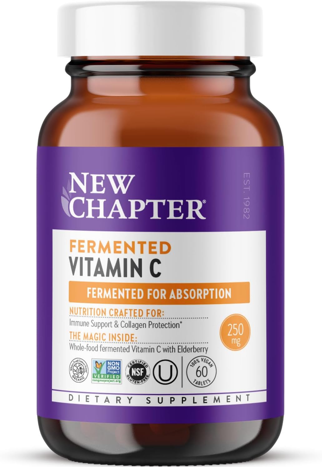 New Chapter Vitamina C Fermentada + Saúco, 60 Comprimidos