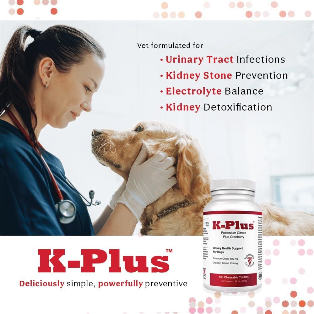 K-Plus Citrato Potásico y Arándano para Perros - 100 Comprimidos Masticables