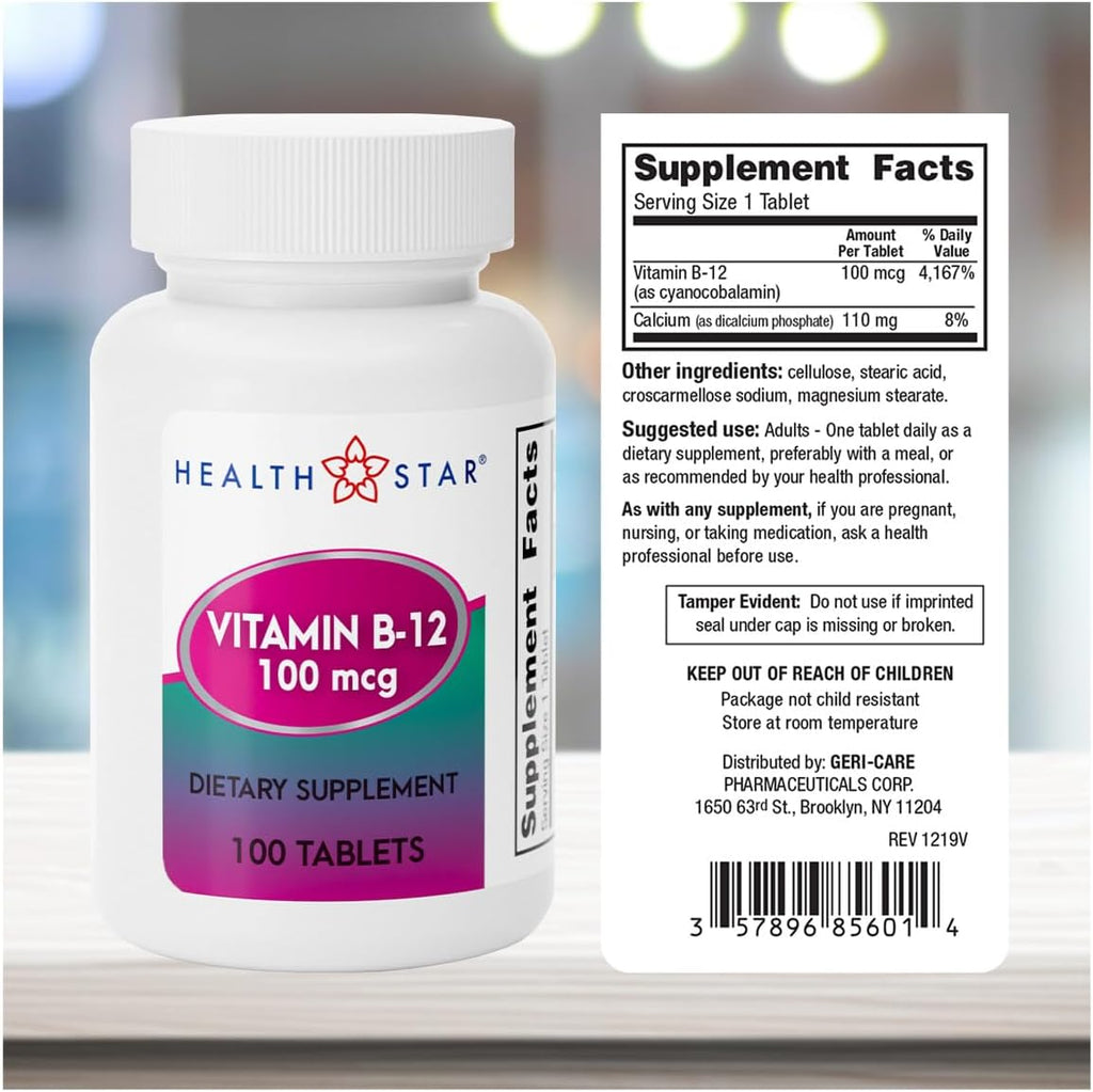 GeriCare Vitamina B12 100 mcg, 100 Tabletas
