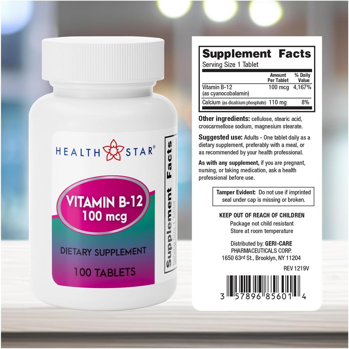GeriCare Vitamina B12 100 mcg, 100 Tabletas