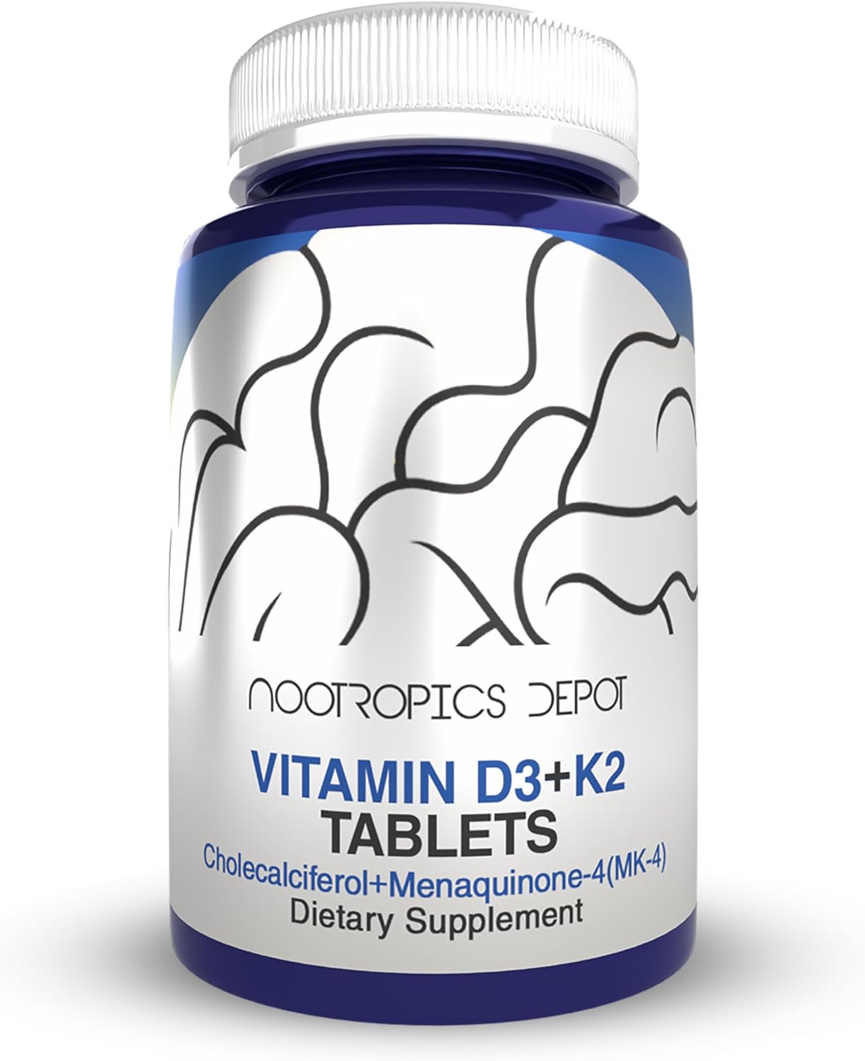 Nootropics Depot Vitamina D3 + K2 con Vitamina C - 60 Comprimidos